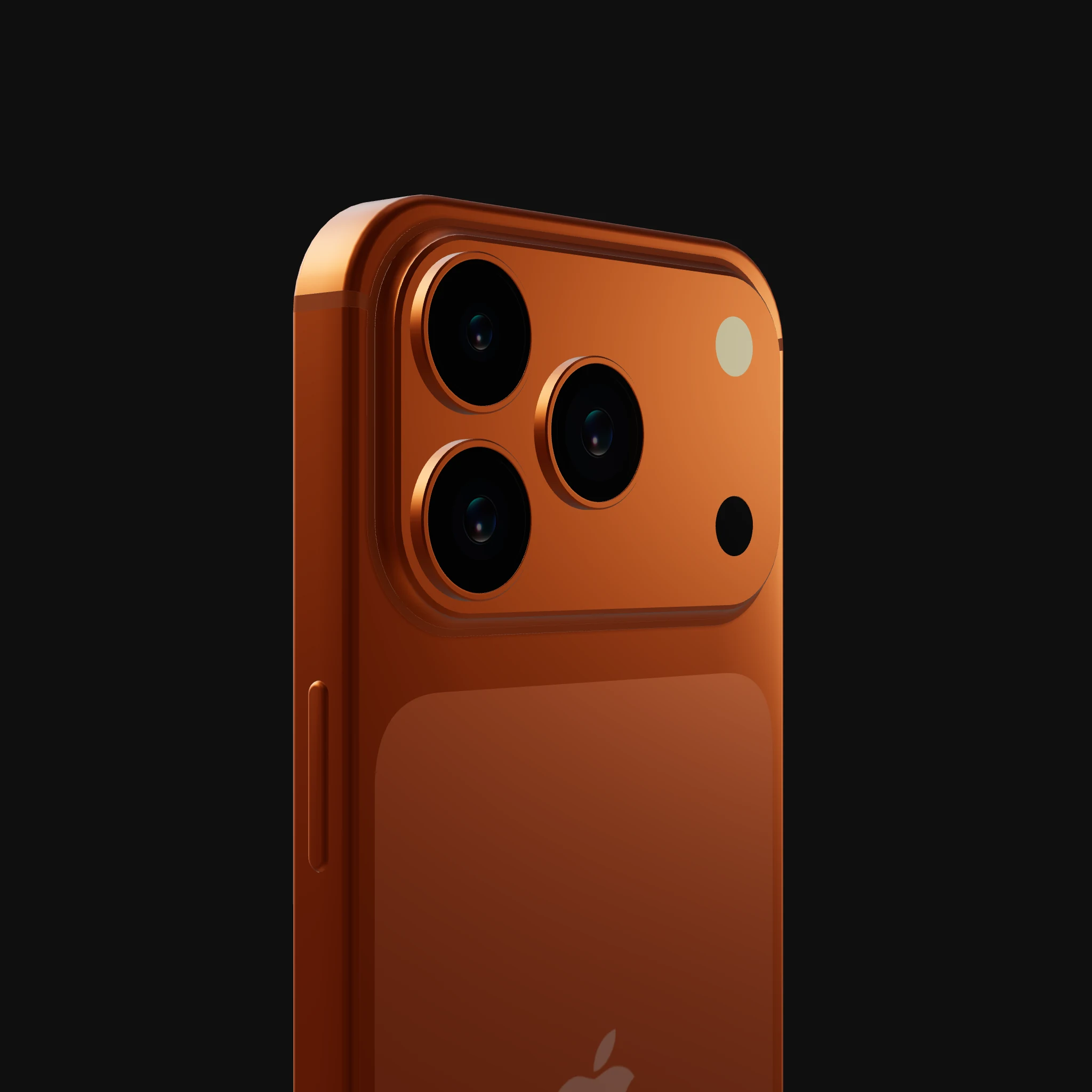 Tampilan dekat bagian belakang iPhone dengan pencahayaan studio